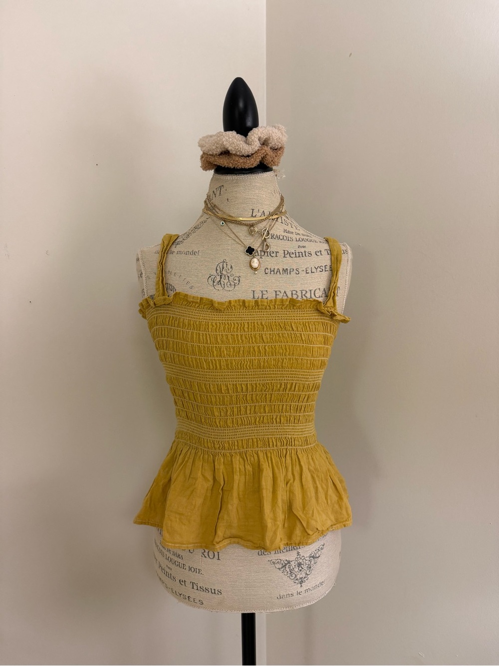 Urban Outfitters Mustard Yellow Smocked Peplum Cami